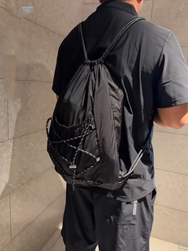 Drawstring Gym Bag - SHELKSBAG Mochila Unisex de Nailon Arrugado